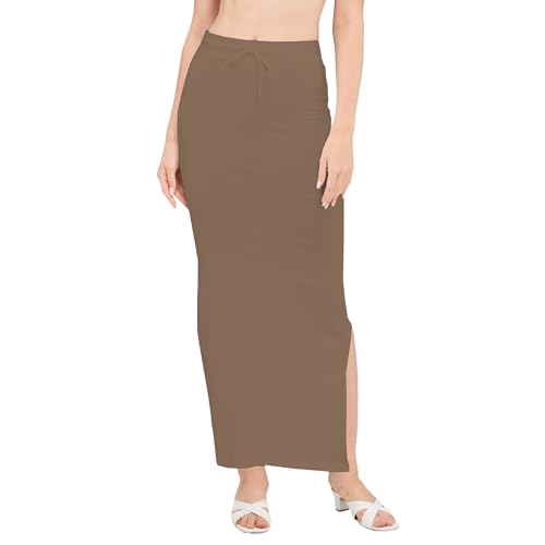 Image of DESI GIRL Cotton Lycra Stretchable Saree Shapewear Petticoat with Drawstring for Women | Fishcut Saree Petticoat with Side Slit for Easy Movement | Saree Shaper | Long inskirt