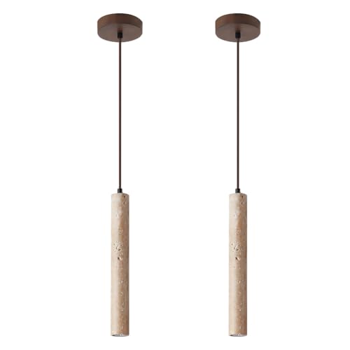 YUPIN Lampe À Suspension Rétro Jaune Travertine Vintage Suspension Luminaire Wabi-sabi Naturel Pierre Chevet Lumière Suspendue G9 Rustique Pour Chambre...