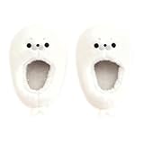 ZNEL Mujer Pantuflas De Foca Y León Marino Animales Adorables Peluche Suave Y Esponjoso Zapatillas Divertidas Suela Sin Cordones Zapatos De Casa Cálidas(38/39 EU, White)