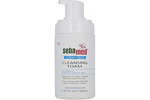 Sebamed Clear Face Cleansing Foam pH 5.5 for Acne Prone Skin Gentle Deep Pore Cleanser with Provitamin B5 5.0 Fluid Ounces (150 Milliliters).