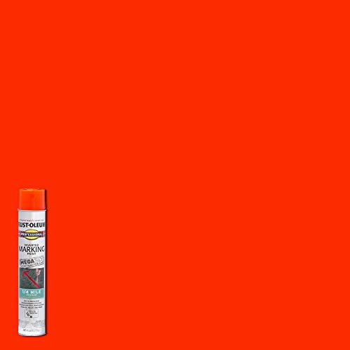 Image of Rust-Oleum 350994 Professional Mega Size Inverted Marking Quarter Mile Distance Spray Paint, 26 oz, Fluorescent Red-Orange