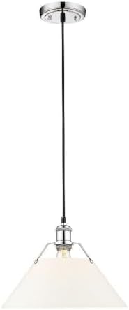 Golden Lighting 3306-L CH-OP Orwell - 1 Light Large Pendant-10 Inches Tall and 14 Inches Wide, Finish Color: Chrome, Shade Color: Opal, Installation: Traditional
