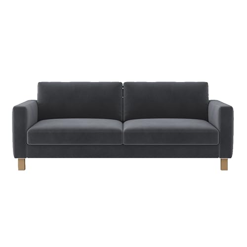 Velvet Sofa Cover for Karlstad 3-Seat Sofa Grey