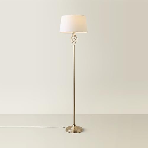 Image of MiniSun | Traditional Style Nickel Twist Floor Lamp with a White Tapered Light Shade | Floor Lamps & Torchieres, Home Décor & Improvement Essential