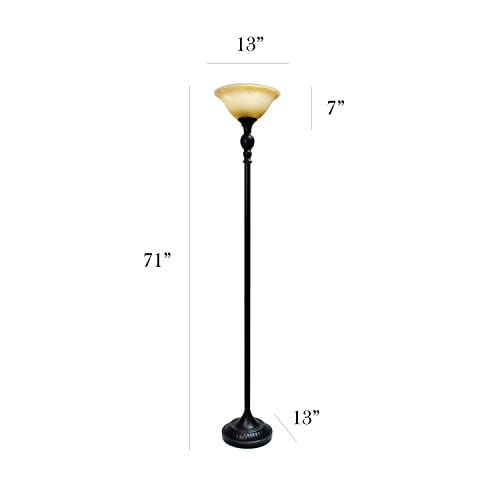 Elegant Designs LF2001-RBZ 1 Light Restoration Bronze Torchiere Floor Lamp thumb #6