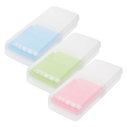 HOMOBABE 3個 硬質プラスチック筆箱 コンパクト耐久ペンケース 小学生向け両面収納 文房具整理用ペンホルダー付き