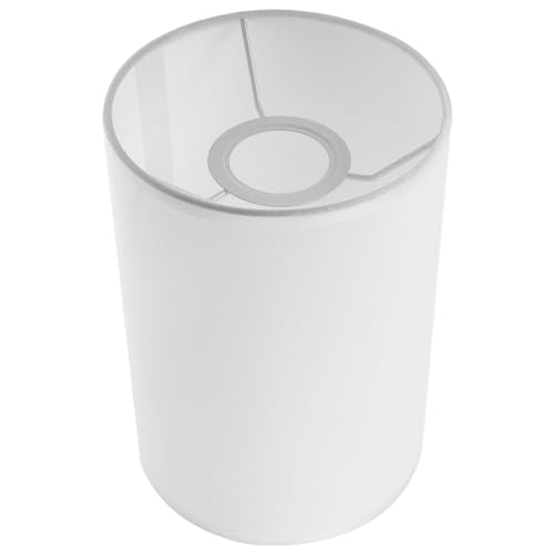 Image of 8 inch Drum Lamp Shade - White Linen 8x5.5 inch Modern Round Lampshade Replacement for E27 Table Floor Bedside Lamp, Spider Fitter