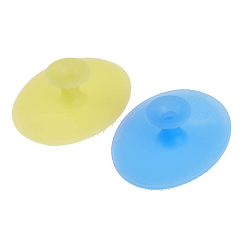 VICASKY 2pcs Silicone Face Massager Brush Handheld Facial Cleansing Pad for Sensitive Skin Small Sky Blue Light Yellow Versatile Scrubber for Face Body and Fruits