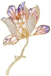 14K Gold High-End Sense Begonia Flower Pin for Glamorous Wardrobe, Fixed Clothing Gold Brooch Pin, Large Moissanite Brooch for Women