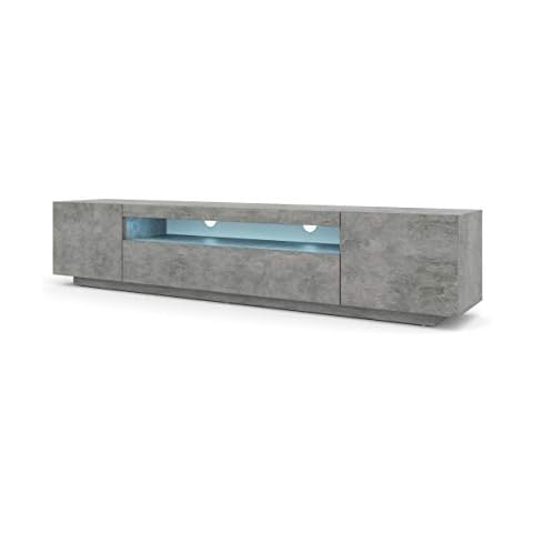 TV LOWBOARD Schrank 200 cm TV Tisch Sideboard TV Kommode HiFi-Tisch Beton Concrete freistehender Schrank Cover