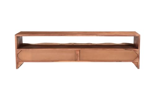Image of The Attic Live Edge TV Cabinet|Solid Wood Sideboard TV Cabinet for Living Room|Classy Live Edge TV Cabinet|Wooden Free Standing TV Unit Side Board Table with Storage|Honey Matte Finish