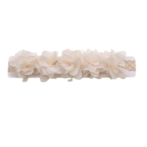 Image of SYGA Baby Girl's Flower Headband Soft & Stretchable Fabric Hairband for Infants, Toddlers, Little Princesses 0-3 Years (Khaki)