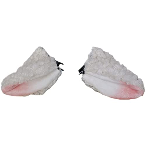 CoBtee Kawaii Lamb Ear Hairpin Edge clip Sheep Pink Ear Lolita Accessories Cosplay Prop Party Hallowmas A pair (white pink ear/Edge clip)