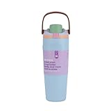 Insulated Stainless Steel Water Bottle with Two-Way Spout, Straw and Bucket Handle,for Travel, School, and Sports, 30oz (light blue)