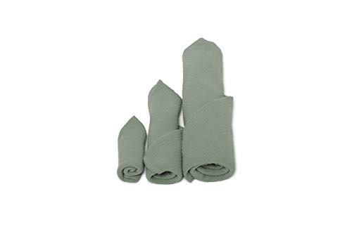 nanito Schal Halstuch Babyhalstuch Kinderschal Musselin Musselintuch Farbwahl Kinder Kinderhalstuch Baby Junge Mädchen Spucktuch Tuch 100% Bio Baumwolle 45 x 45 cm (sage)