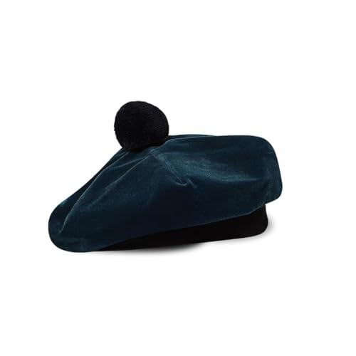 Image of Scottish Tam O' Shanter Hat Tartan Bonnet Pom Pom Wool Flat Cap One Size