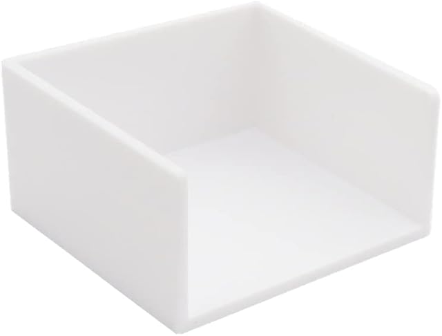 White Memo Notes Holder 3 Inch Plastic Memo Pad Cube Organizer Tray Paper Notepad Dispenser Holders for Home School Office Desk Supplies Organizers (White Memo Holder)