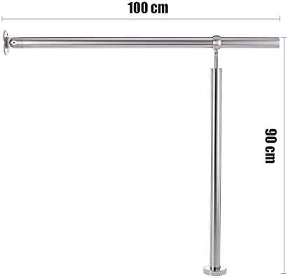 CO-Z Stainless Steel Handrail, 100x90 cm Interior Exterior Handrail for Garden Stairs, Hand Support Railing for The Elderly & Others, Outdoor Indoor Bannister Rail with Wall Fittings and Metal Plugs