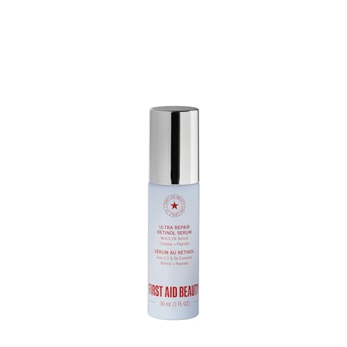 First Aid Beauty 0.3% Retinol Complex Serum with Peptides, Improve Fine Lines & Wrinkles with Less Irritation, Non-Comedogenic, Sensitive Skin Safe, Everyday Use, 1 oz