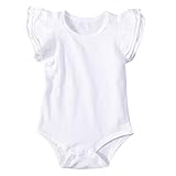 Mubineo Infant Baby Girl Basic Ruffle Short Sleeve Cotton Romper Bodysuit Tops Clothes (White, 6-12 Months)