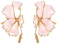 Enamel Folded Hibiscus Clip-On Earrings
