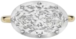 3CT East-West Oval Cut Diamond Button Back Ring,Georgian-Inspired Setting,14K Yellow,Rose,White Gold Plated,Wedding Ring For Women,Gifted For Her,Size 3-14.