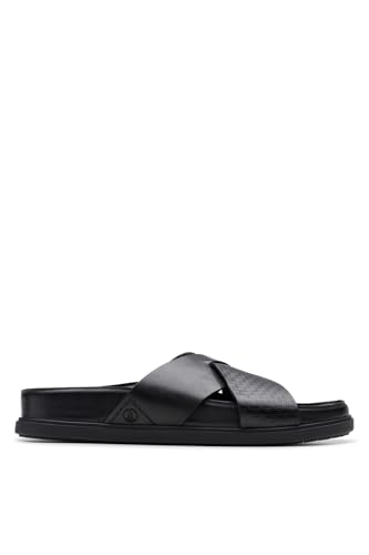 Clarks Mixte Torford Cross Sandal, Black Leather, 42 EU