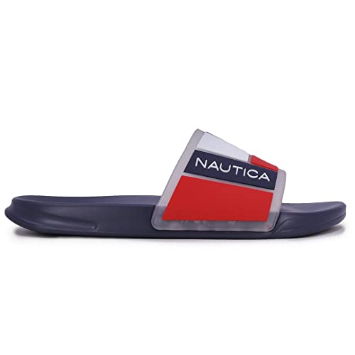 Image of Nautica Men's Open Toe Slide Sandals - Comfortable Indoor & Outdoor Shower Slippers