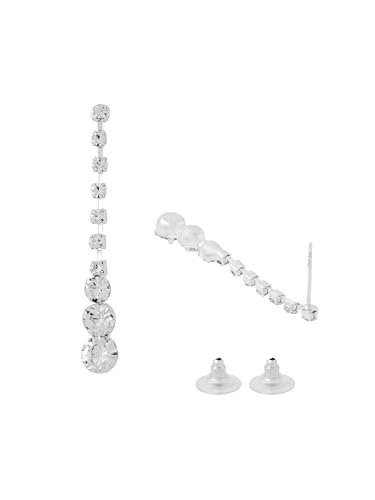 Image of Yellow Chimes Jewellery Set for Women | Fashion White Crystal Necklace Set for Women | Silver Jewellery Set | Rhodium Plated Necklace Set for Girls | Birthday Anniversary Gift