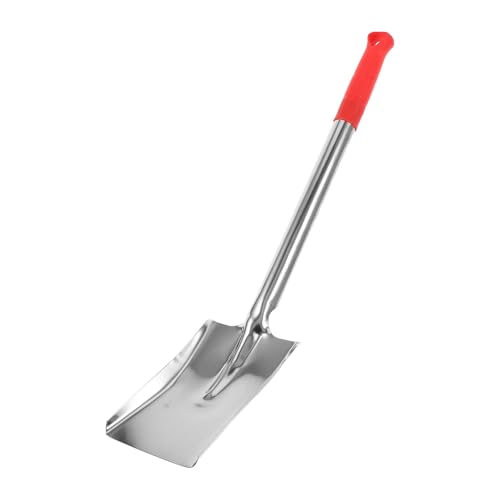 Veemoon Pelle à Cendres pour Cheminée 53 CM Manche Rouge en Plastique Lame en Acier Inoxydable Pelle à Charbon de Bois Résistante pour Poêle à Bois Barbecue et Jardinage Outil de