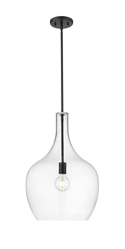 ML Lighting | Lamara Collection | 28501-MB | Indoor 1 Light Metal Pendant in Matte Black with Clear Glass Shade | Kitchens, Dining Rooms, Living Rooms, Entryways, Hallways