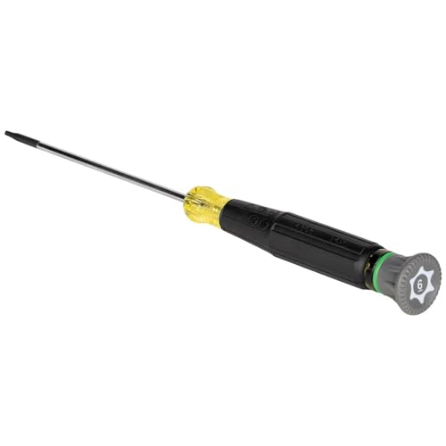 Image of Klein Tools 6303 Mini Precision Screwdriver, T6H TORX Tamperproof Tool with Cushion-Grip Handle and Color Coded Rings, 3-Inch Shank