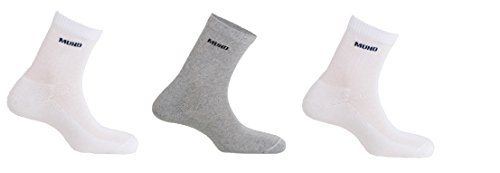 Mund Socks 3 Pares de Calcetines Deportivos con Doble Rizo en el pie con Efecto Acolchado y Costuras Suaves (Blanco - Gris, XL (46-49))