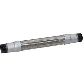 Manguera de metal flexible (alta temperatura) para compresores de aire o bombas de vacío, acero inoxidable 304, accesorios NPT macho de acero al carbono con revestimiento resistente a la corrosión (12