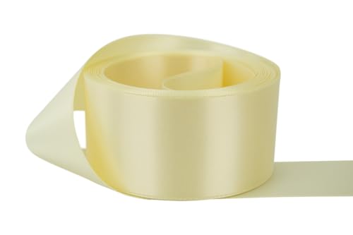 Image of Ribbon Bazaar Double Faced Satin - Premium Gloss Finish - 100% Polyester Ribbon for Gift Wrapping, Crafts, Scrapbooking, Hair Bow, Decorating & More - 3 /8 inch Ivory 100yd Spool