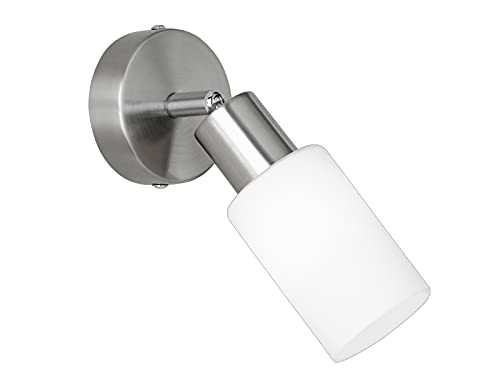RL LIVE YOUR LIGHT Reality Leuchten Wandspot Mars R80011007, Metall Nickel matt, Glas matt weiß, 1 x E14