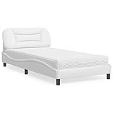 Obtenez une meilleure nuit de sommeil reposante grâce à ce lit avec matelas ! Il est un supplément accueillant à toute chambre à coucher. Similicuir durable : le similicuir de qualité supérieure est un matériau très durable. Il est résistant aux taches, ce qui le rend facile à nettoyer avec un chiffon humide. La surface lisse donne également un aspect luxueux et la beauté du cuir véritable.