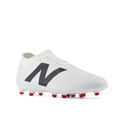 New Balance Unisex Tekela Magique FG V4+ Soccer Shoe, White/Black/True Red, 13 US Men