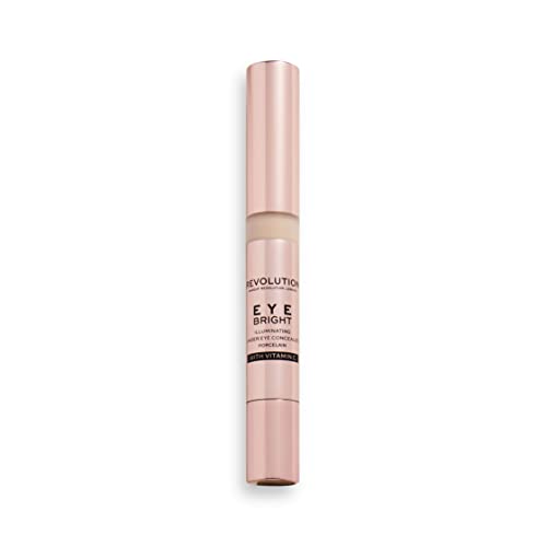 Makeup Revolution Eye Bright Concealer, Buildable Coverage, Dewy Finish, Porcelain, 3ml