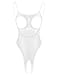 iEFiEL Damen Transparent Mesh Body Ärmellos Bodysuit Öffener Schritt Unterhemd Brustfrei Erotik Lingerie Babydoll Dessous Weiß Einheitsgröße