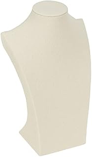 BELLE VOUS Linen Necklace Display Bust - 11.3 x 10.2 x 30cm (4.45 x 4.02 x 11.81 inches) - Jewellery Holder Mannequin Stand Organiser for Hanging Chokers, Pendants, Chains & Necklaces