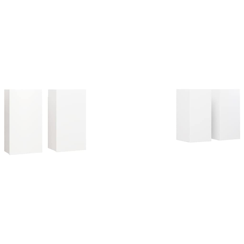 Set di 4 mobili da parete per TV, colore bianco, 30,5 x 30 x 60 cm