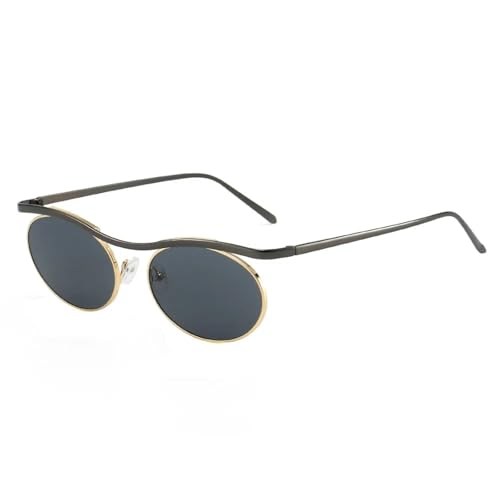 Lunettes de soleil ovales métal noir canon finition soignée style punk rétro chic