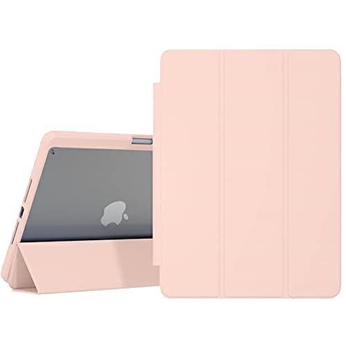Smart Case For iPad 10.2" 9th/8th/7th Generation 2021/2020/2019 with Auto Wake/Sleep Shockproof Transparent Back Shell tablet cover (Pink)