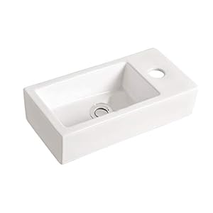 Grünblatt Waschbecken Hänge-Waschtisch mit Lotus Effekt Nano-Beschichtung (36 x18x9-Rechts)