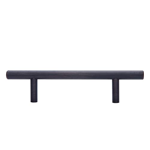 Image of South Main Hardware Euro Bar Cabinet Drawer Pull Handle (3 /8 inch Diameter), 5.88 inch Length (3.5 inch Hole Center), Oil Rubbed Bronze, Mounting Hardware Included, 10-Pack