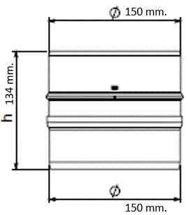Canne fumarie e fumisteria Linea"Legna": adattatore legna maschio, acciaio verniciato/maschio, acciaio inox, diametro 150 mm.