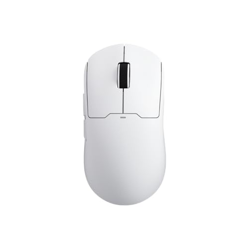 A5 ProMax Wireless Gaming Mouse, Symmetrical Design, 59 Grams, PAW3395 26K DPI Optical Sensor, 130 Hour Battery Life, Dual Wireless Connectivity – White