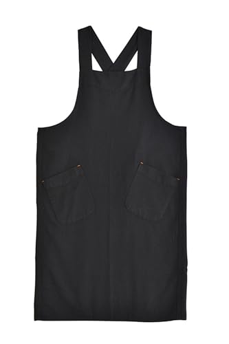 Nanxson Frauen Leinen Schürze Küchenschürze Kreuz Rücken Vintage Kochenschürze mit 2 Taschen für Backen Gartenarbeit Kochen