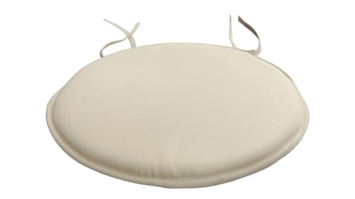 Round Bistro Chair Seat Pad Cushion Waterproof Foam Padding with Ties for Dining Chair Cushions Home Office Shop Bar Stool Indoor Outdoor Patio Garden Furniture Decoration 35CM (Beige, Pack of 2)